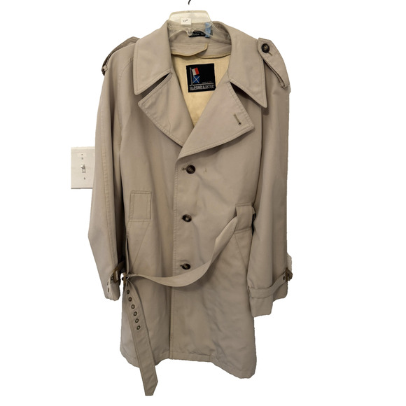 Vintage Harbormaster Trench Coat Mens Large Belted Made in USA John Weitz 80s - Picture 2 of 14